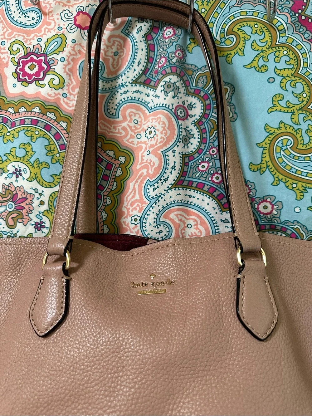 kate spade Pebbled Leather Tote in Dusty Pink